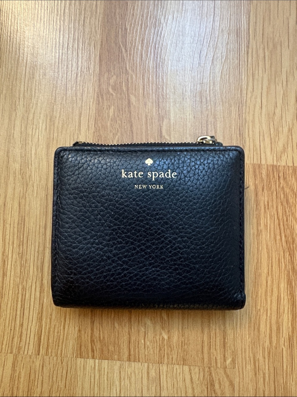 Kate spade small zip wallet black leather coin